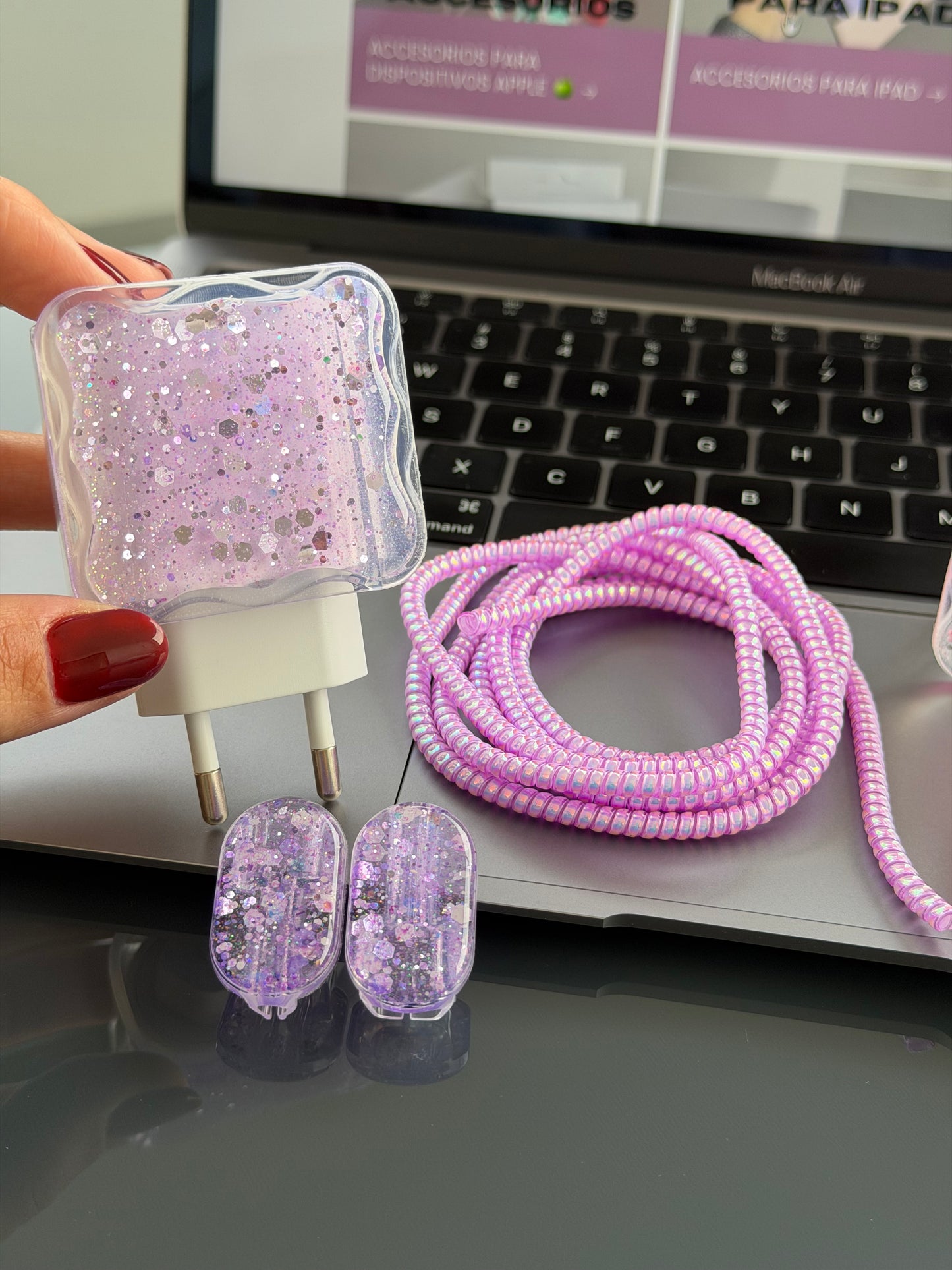 Protector para adaptador C (20W), lila Shine 🔌✨💜