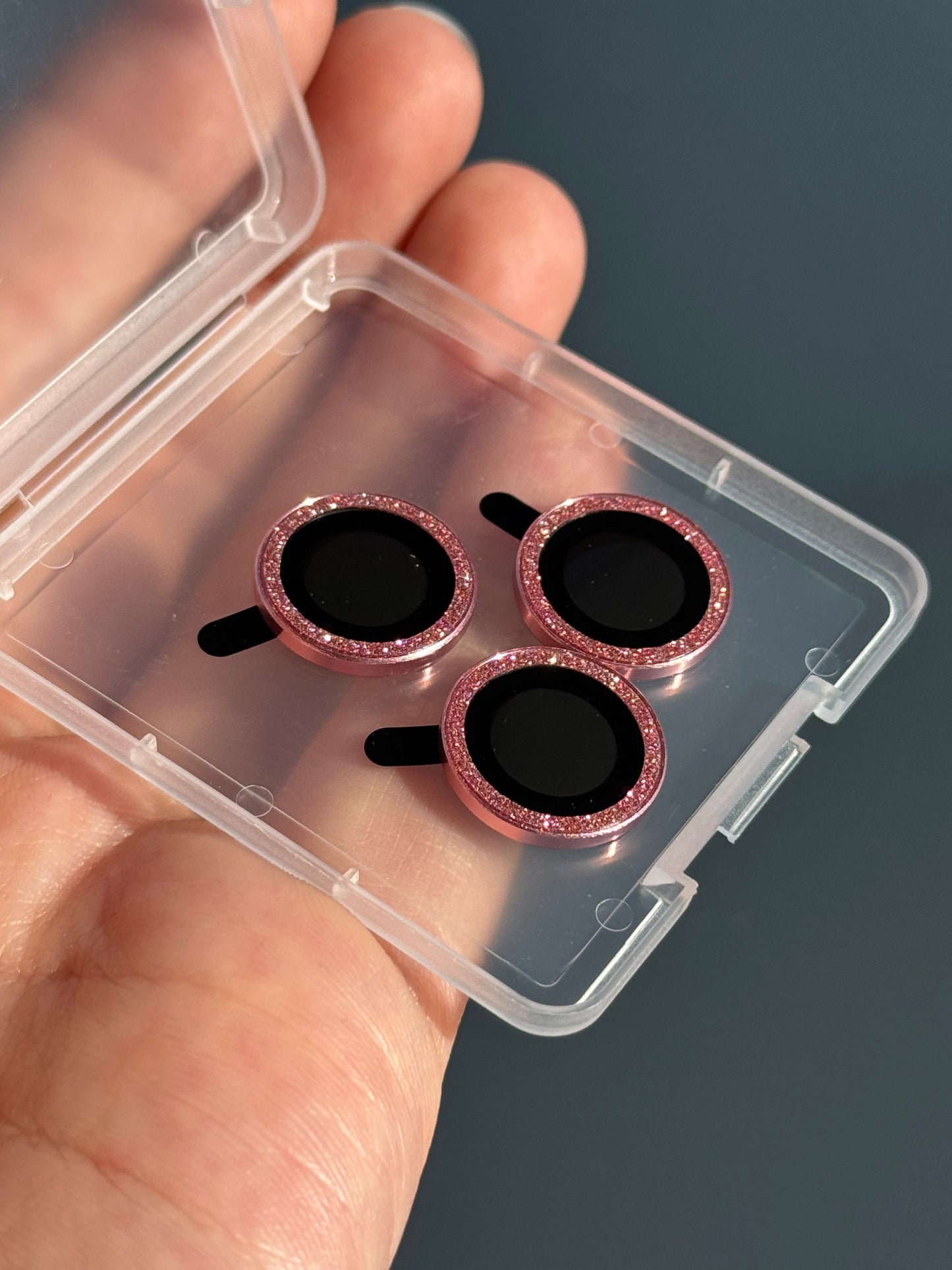 Protector de cámara individual: Rosado con brillos pequeños ✨