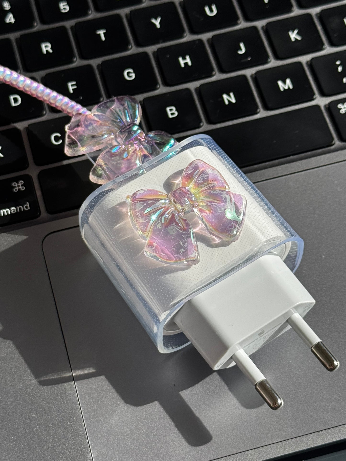 Protector para adaptador C, formato transparente 🎀 (incluye espiral para cable)