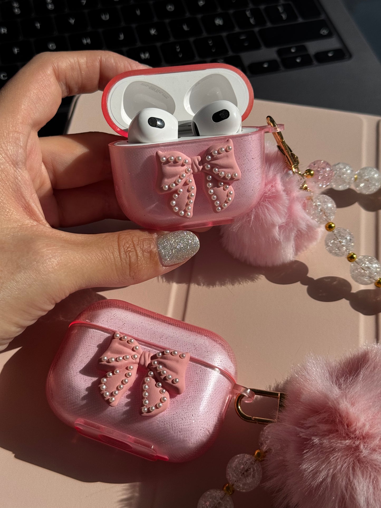 Funda para AirPods Cute, con colgante pompón 💗✨