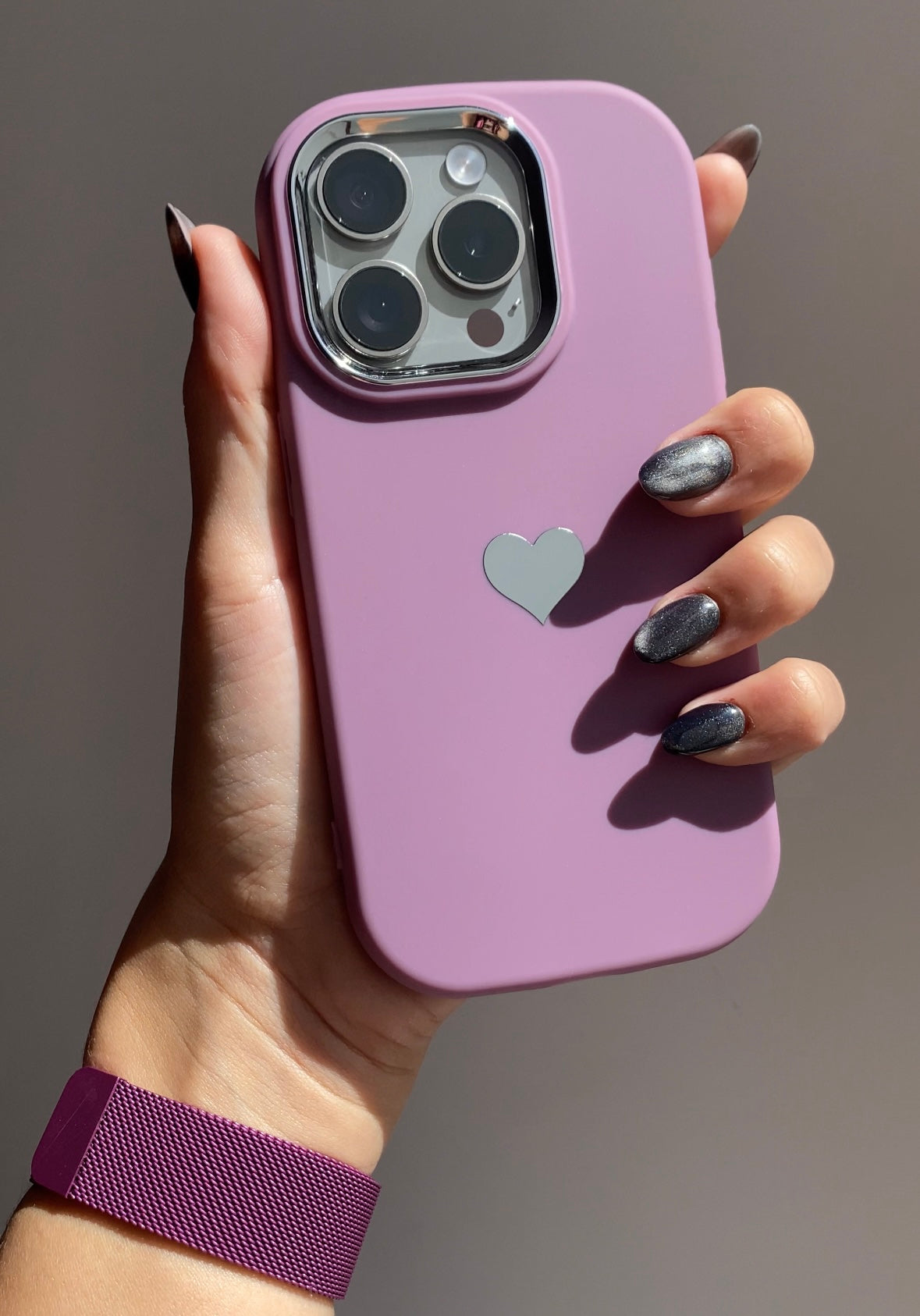 Carcasa morada 💜 (corazón plateado)