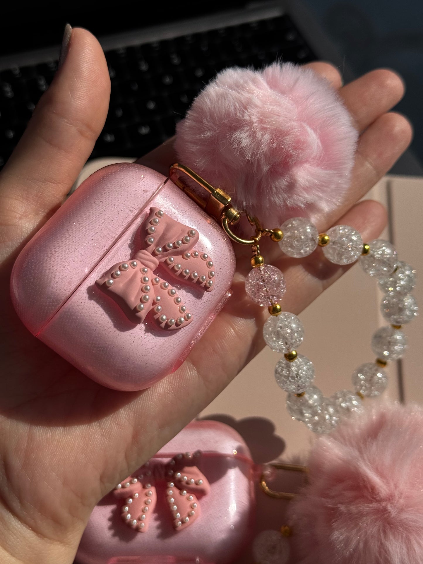 Funda para AirPods Cute, con colgante pompón 💗✨