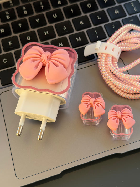 Protector para adaptador C (20W), Lazo Rosa 🎀 (no incluye adaptador)