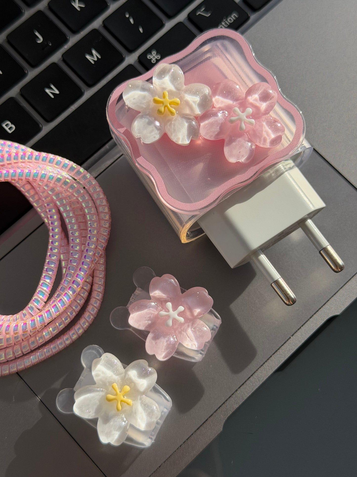 Protector para adaptador C : flores 🌸