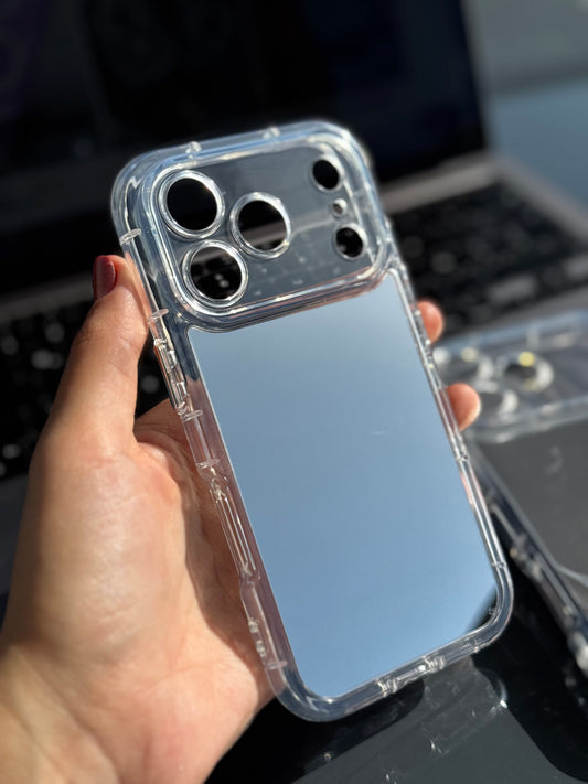 Carcasa espejada, bordes transparentes 📱 (iPhone 17 Pro/17 ProMax)