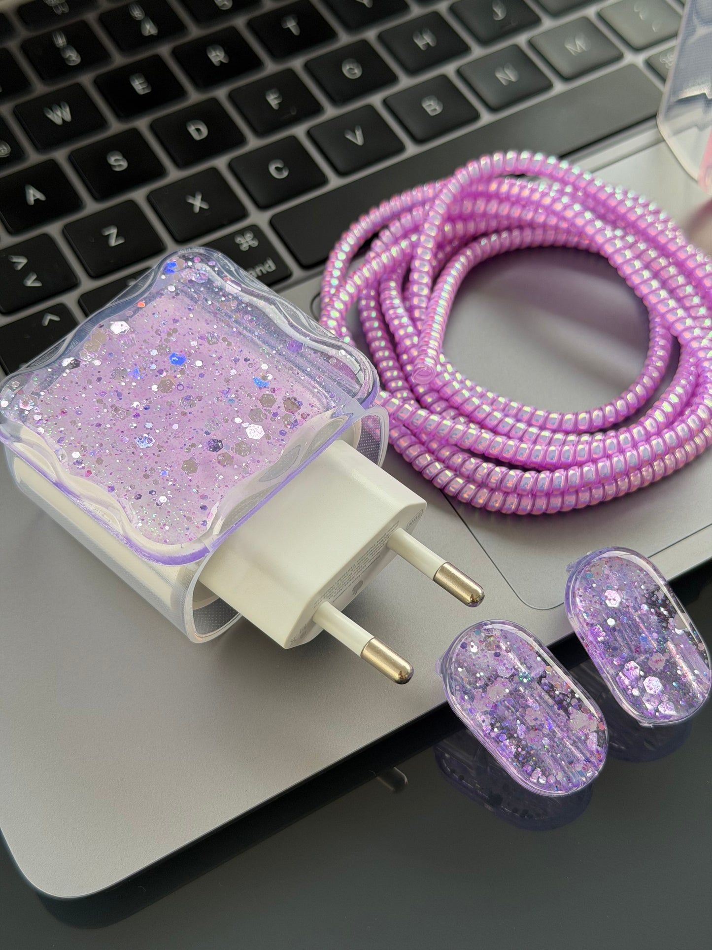 Protector para adaptador C (20W), lila Shine 🔌✨💜