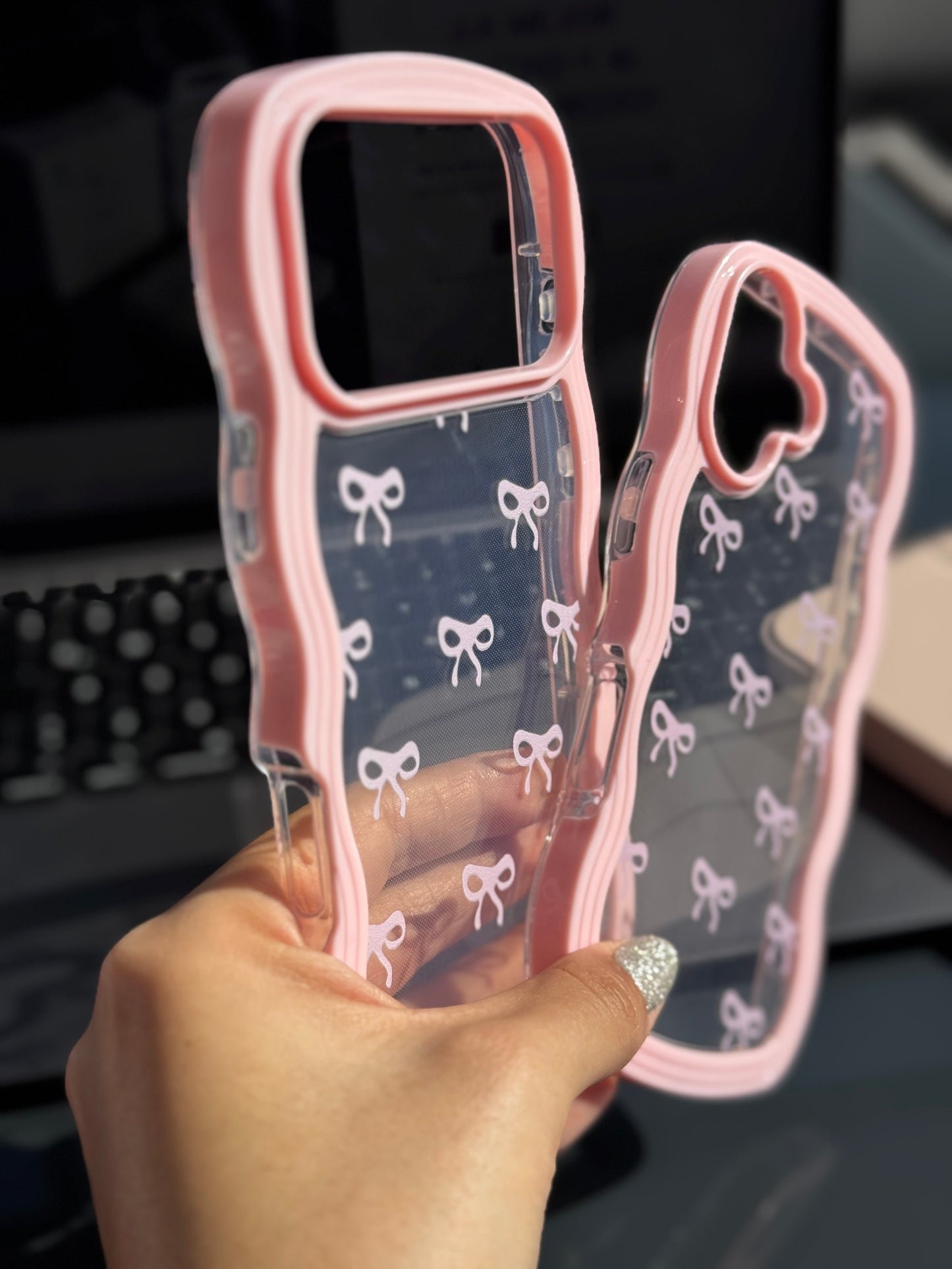 Carcasa bordes de nube, Coquette rosado 🎀