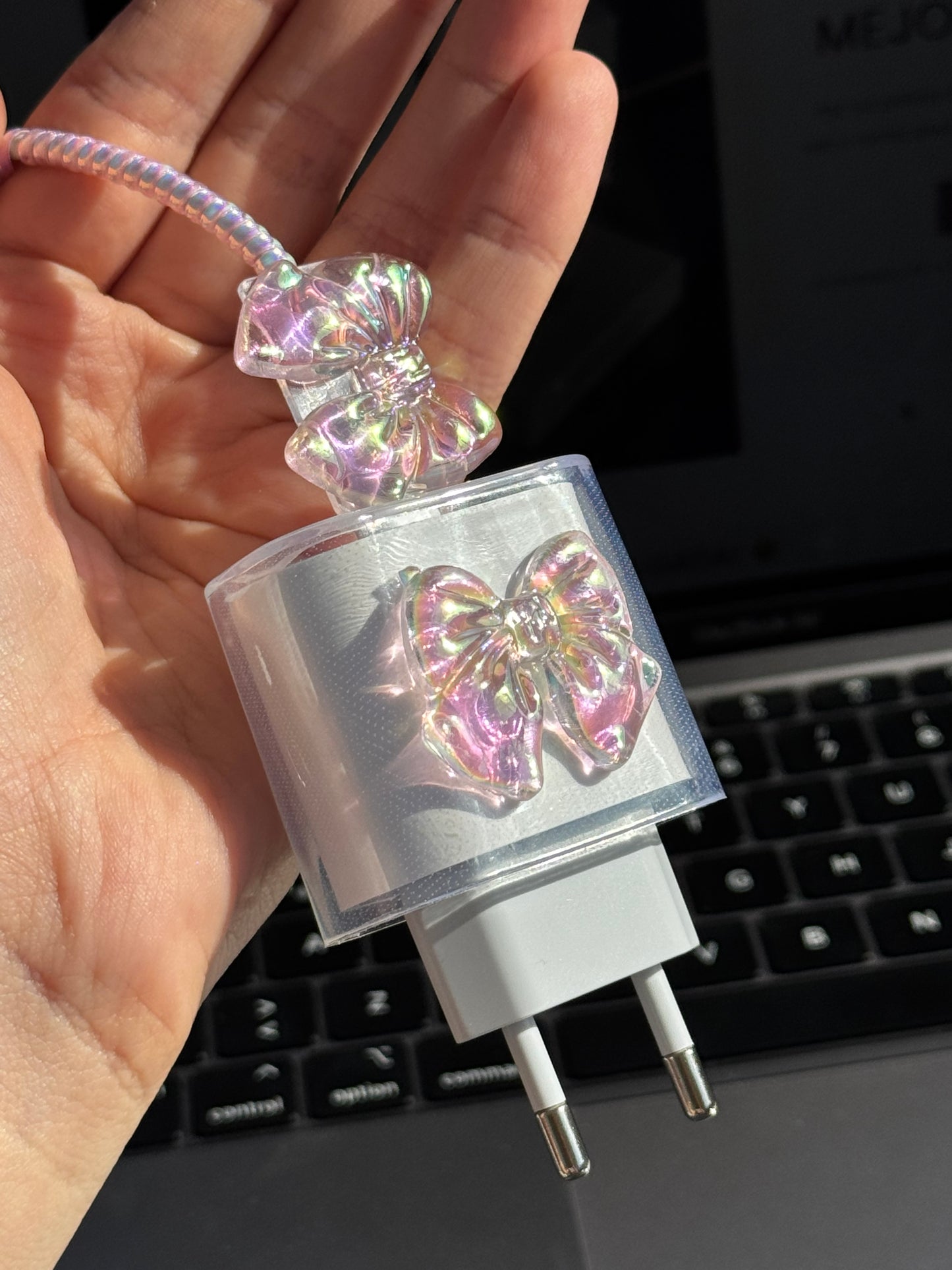 Protector para adaptador C, formato transparente 🎀 (incluye espiral para cable)