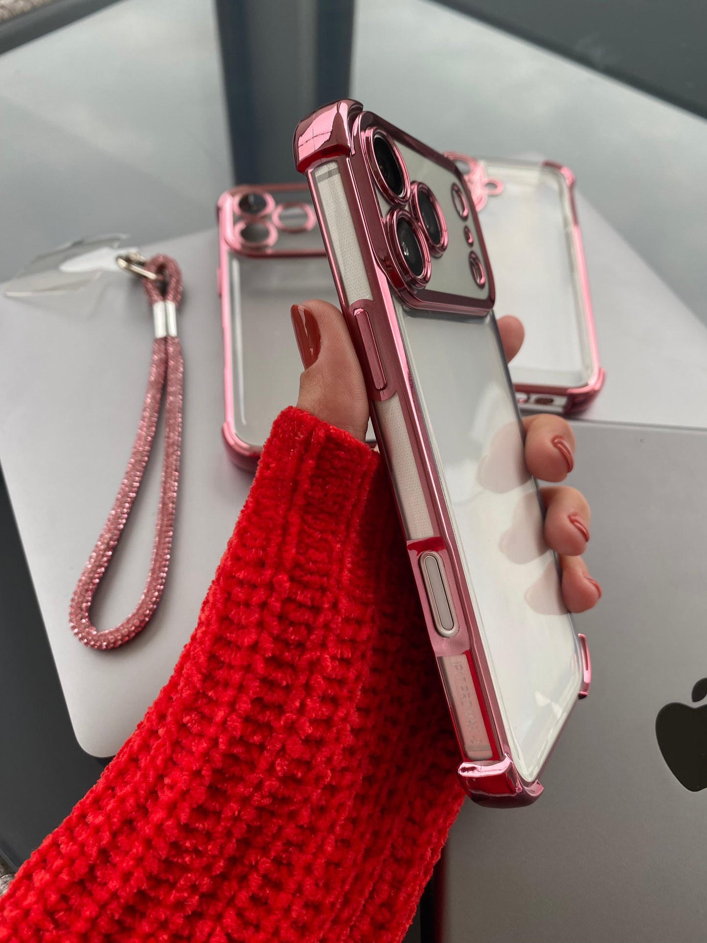 Carcasa transparente c/ bordes reforzados rose gold 💖