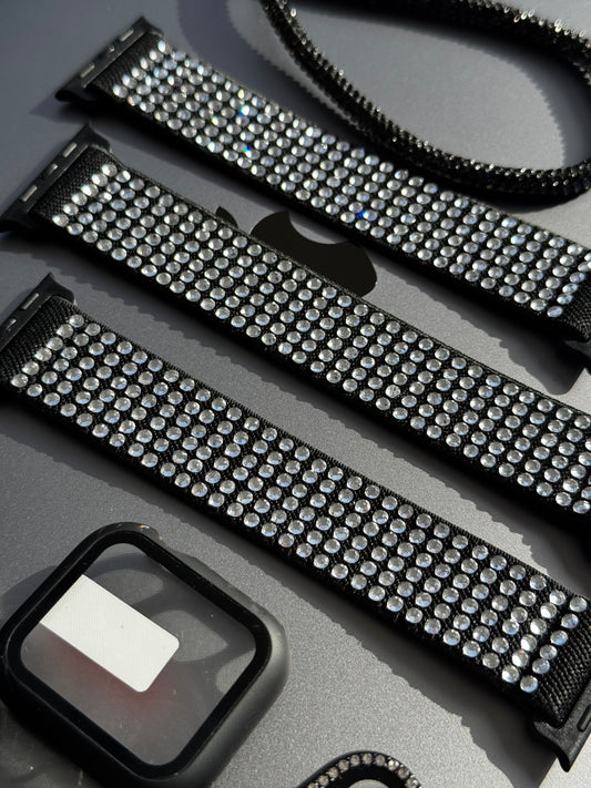 Correas para Applewatch, banda elástica black shine 🖤✨ (no incluye accesorio)