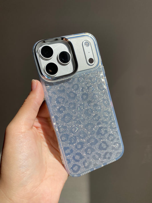 Carcasa transparente, con brillos print removible ✨🐆 17/17Pro/17ProMax