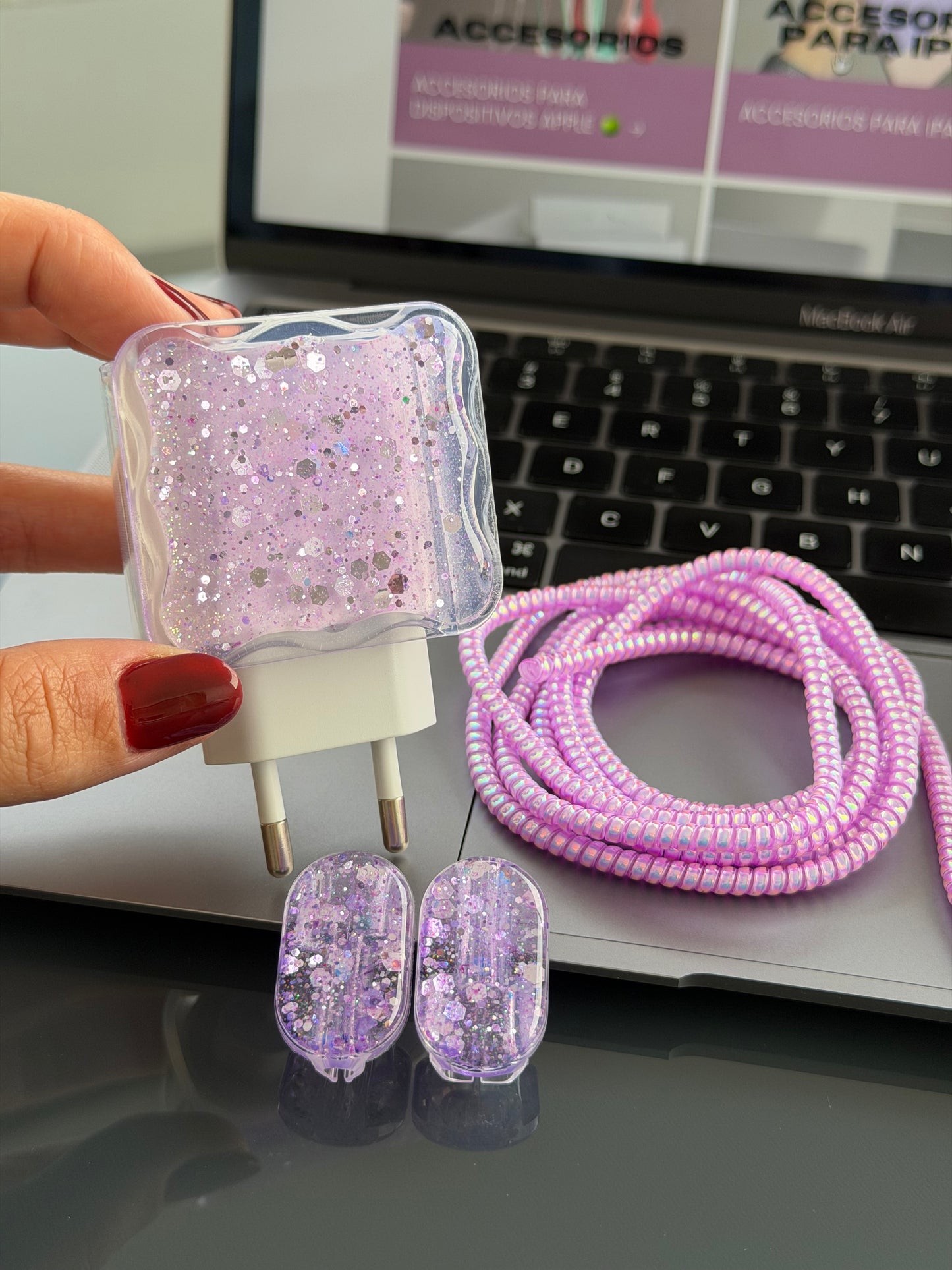 Protector para adaptador C (20W), lila Shine 🔌✨💜