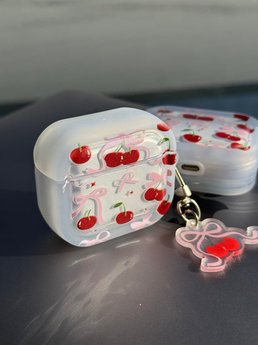 Funda para AirPods con diseño cerezas y colgante 🍒✨