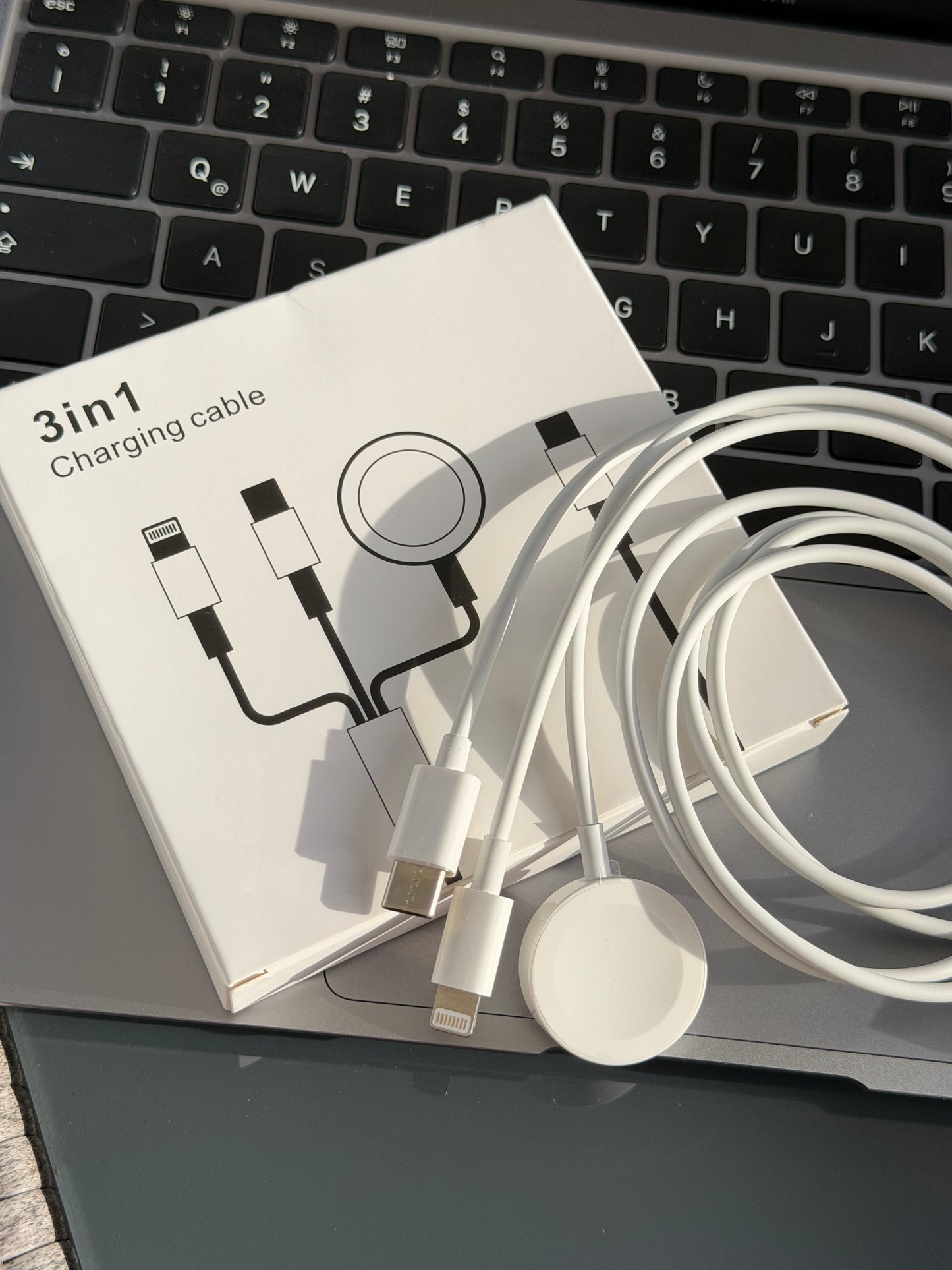 Cable multi-uso 3 en 1, conexión C (entrada Lightning/AppleWatch/C)
