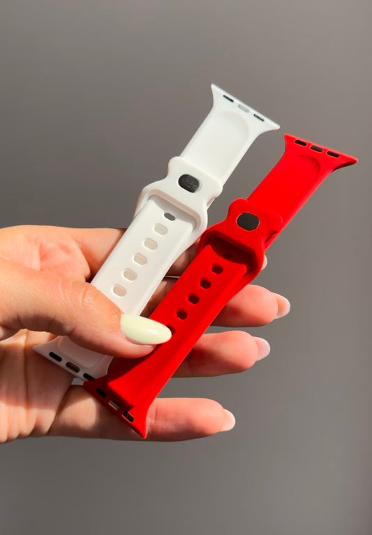 Correa de silicona para Applewatch: rojo y blanco ☑️