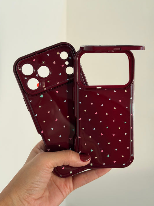Case Burdeo c/ corazones de colores (solo iph 17/17Pro/17ProMax)