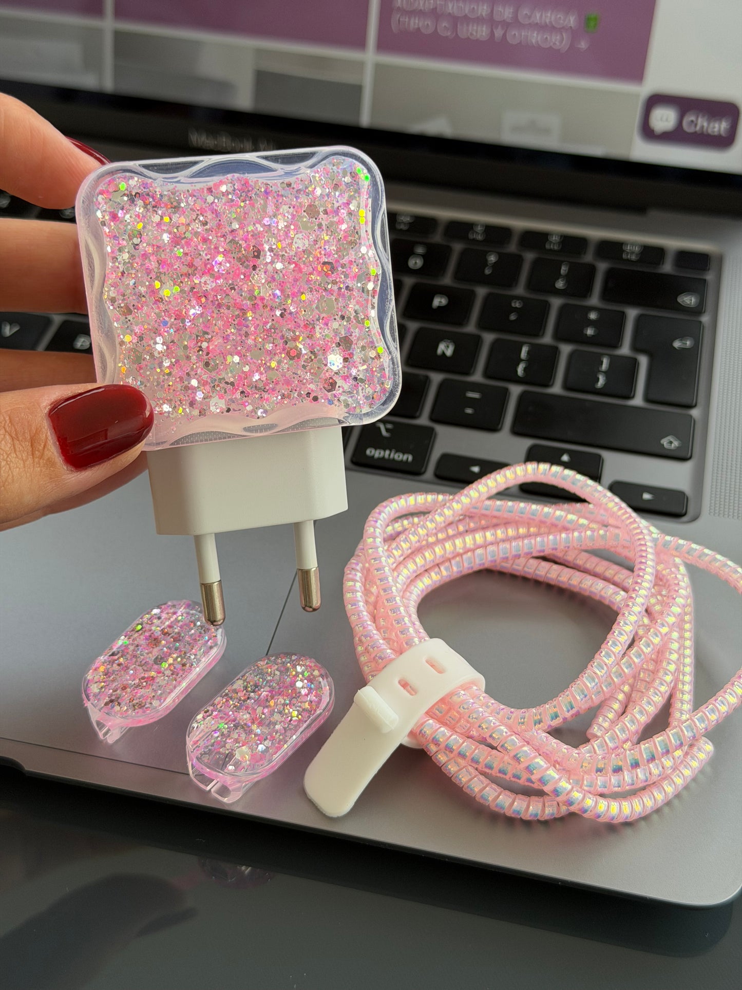 Protector para adaptador C Pink Shine 💖