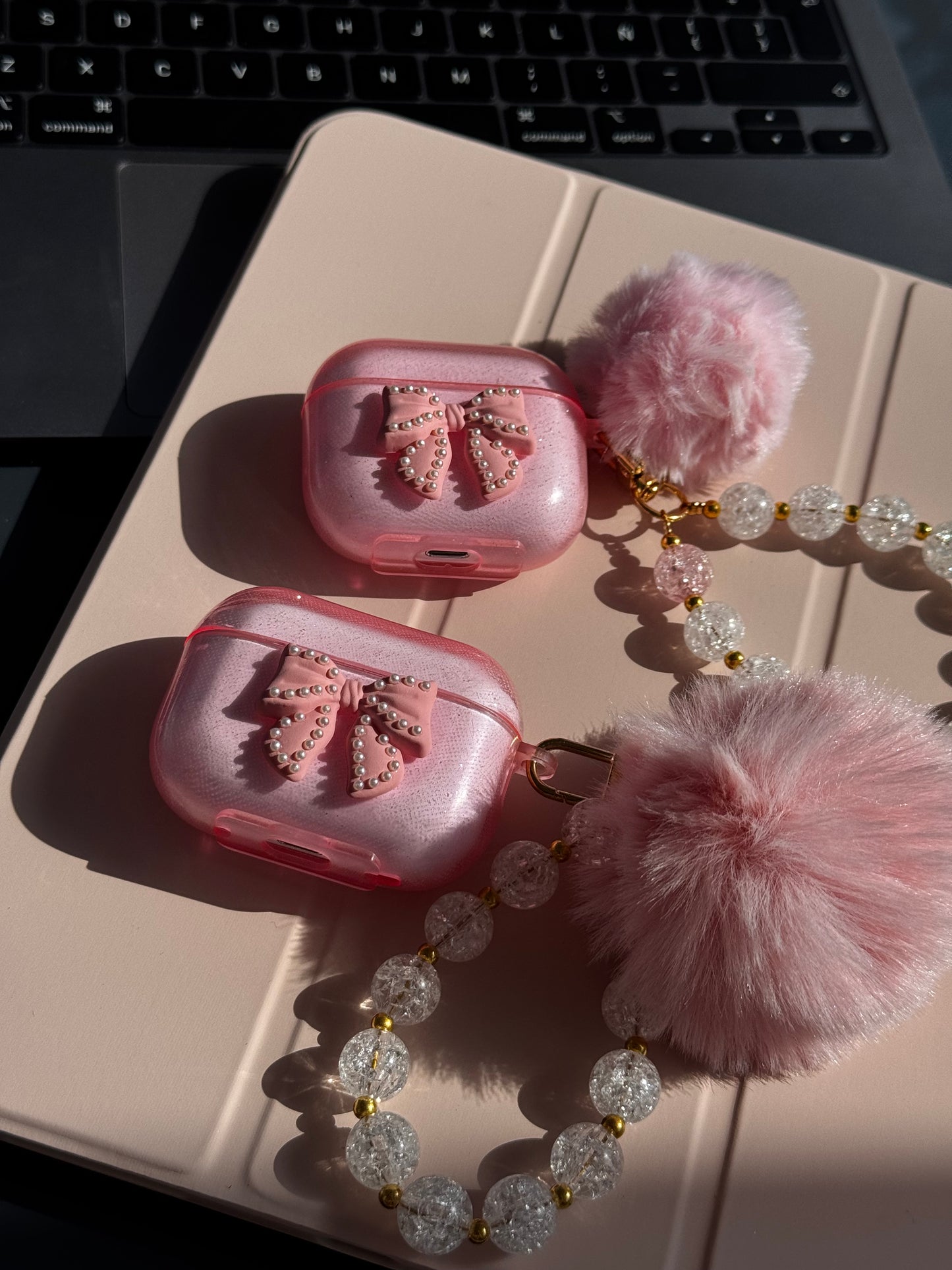 Funda para AirPods Cute, con colgante pompón 💗✨