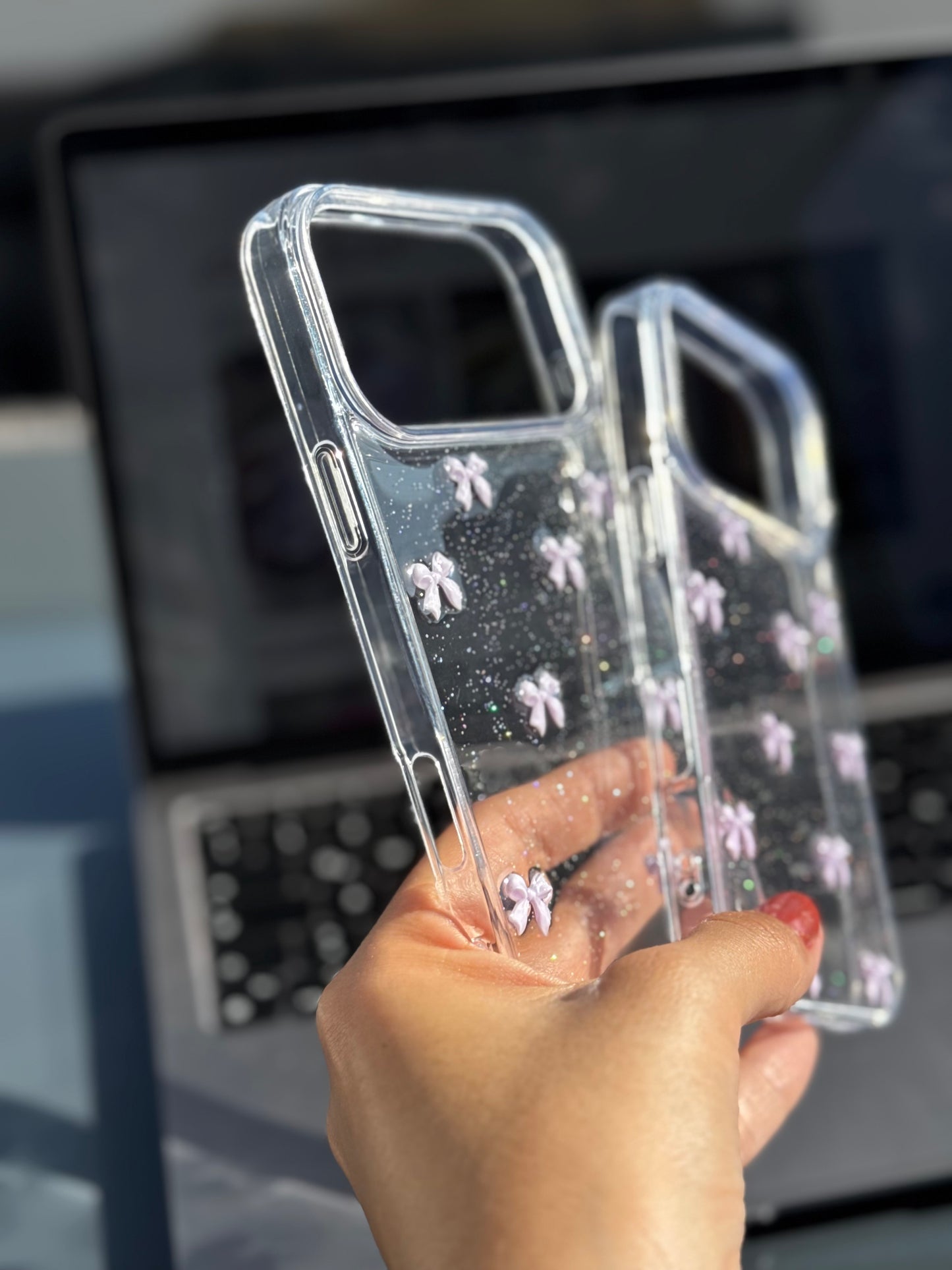 Carcasa transparente Coquette (rosita lila) (iph 17/Air/17Pro/17ProMax)